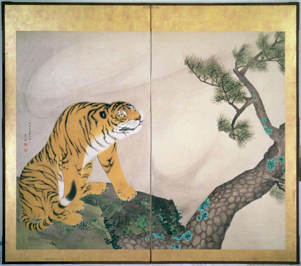 Ekran tygrysa, japoński, 1781 r autorstwa Maruyama Okyo