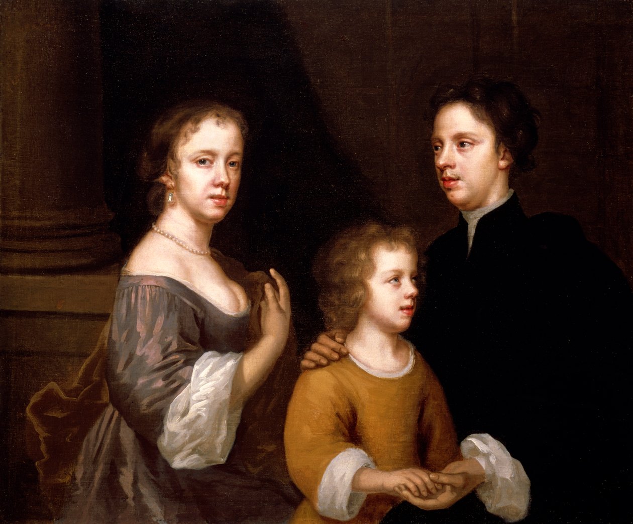 Autoportret z mężem, Karolem i synem, Bartłomiej, ok.1659-60 autorstwa Mary Beale