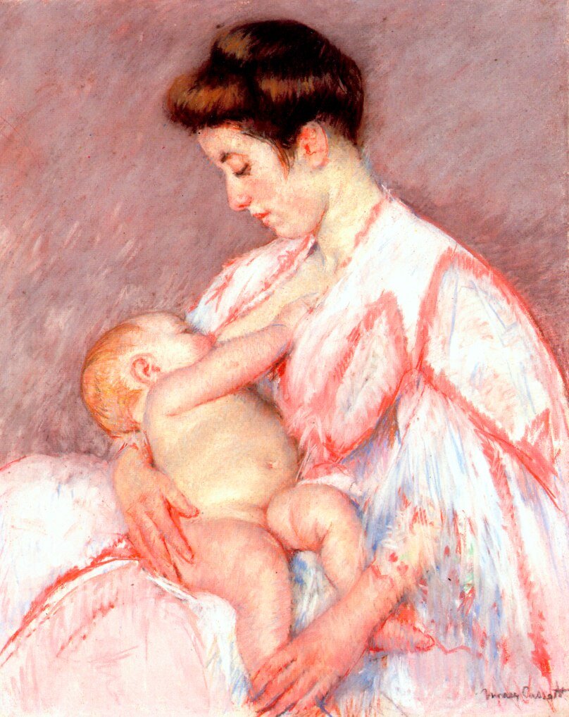 Dziecko John karmione piersią autorstwa Mary Cassatt