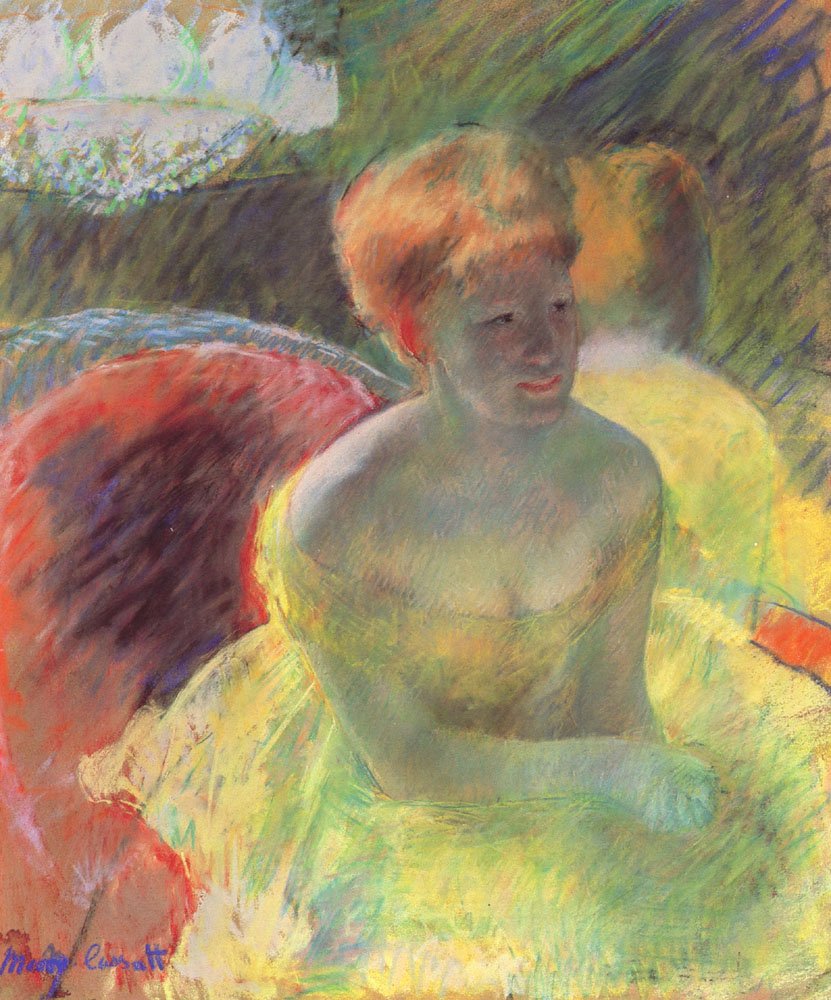 Lydia wsparta na ramionach w loży teatralnej autorstwa Mary Cassatt