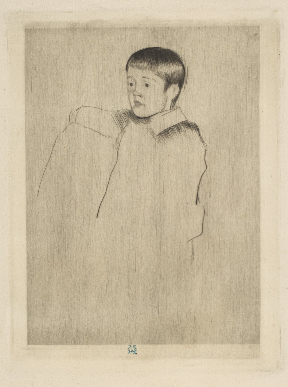 Robert siedzi, twarzą w lewo autorstwa Mary Cassatt