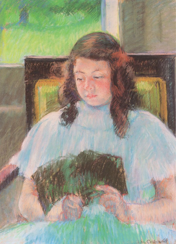 Młoda dziewczyna czytająca autorstwa Mary Cassatt