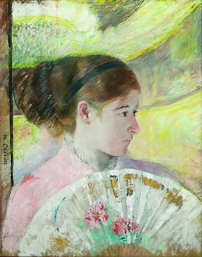 Młoda dama w loży patrząca w prawo autorstwa Mary Cassatt