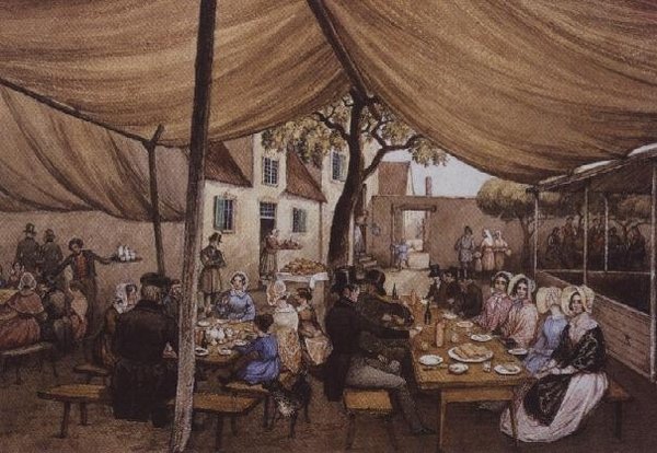 Kawiarnia na świeżym powietrzu w Niemczech, prawdopodobnie w Speyer autorstwa Mary Ellen Best