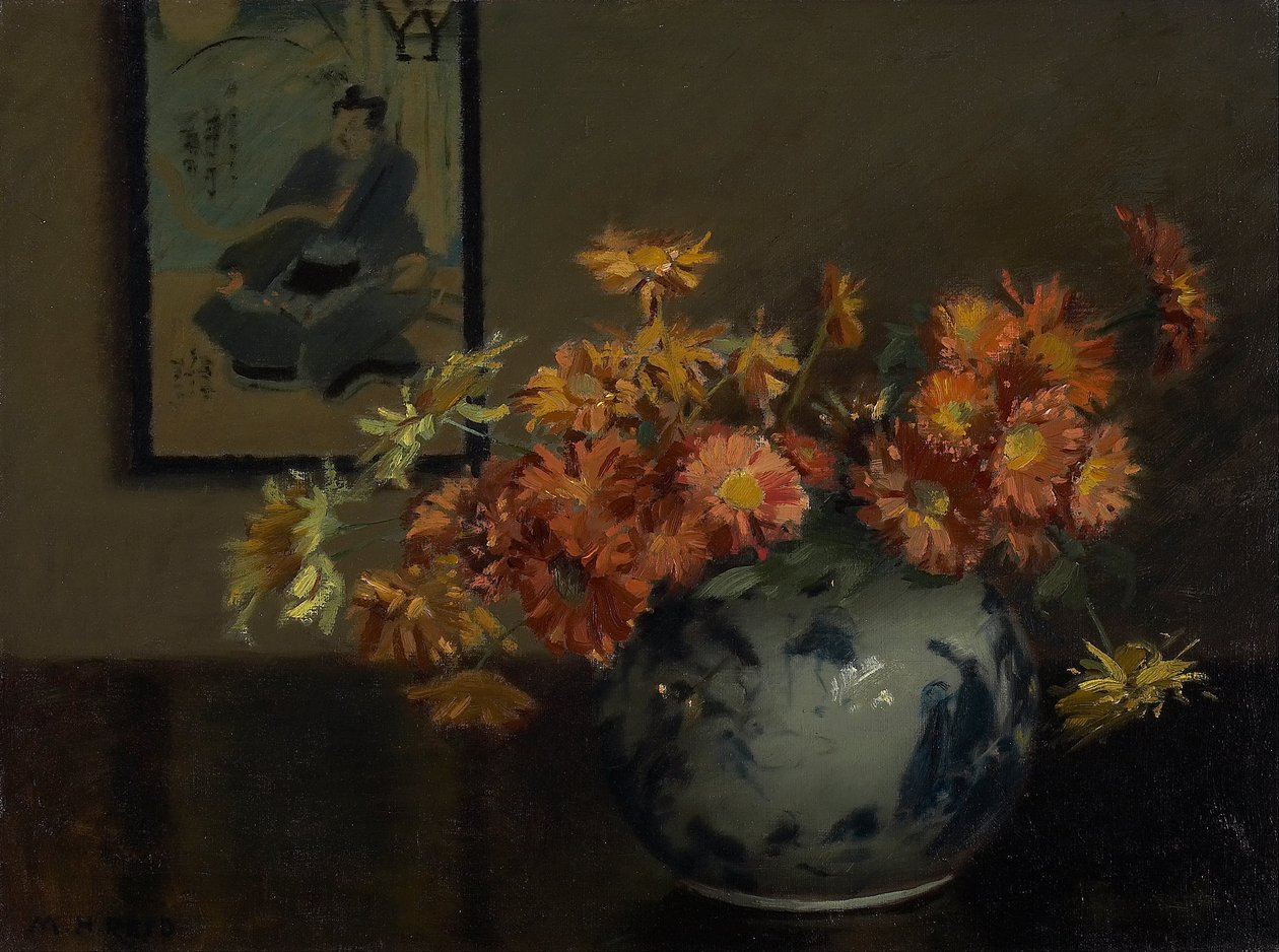 Chryzantemy, japońska aranżacja autorstwa Mary Hiester Reid
