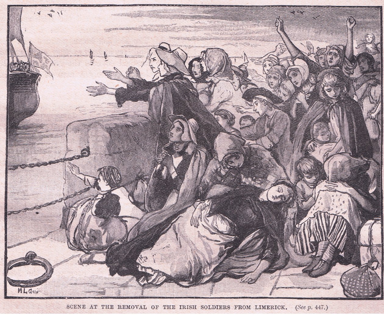 Scena usunięcia irlandzkich żołnierzy z Limerick autorstwa Mary L. Gow