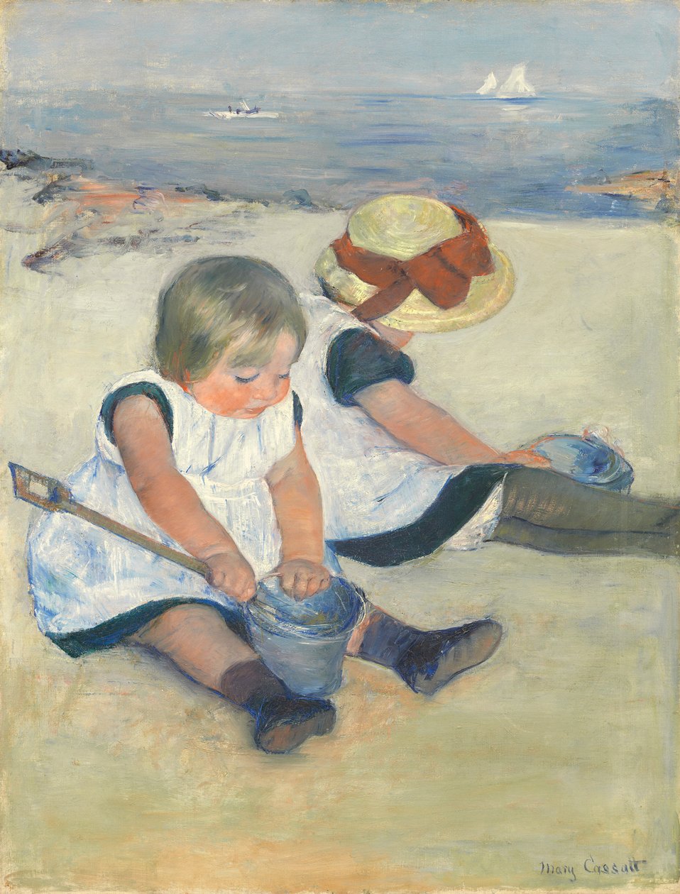 Dzieci bawiące się na plaży, 1884 autorstwa Mary Cassatt