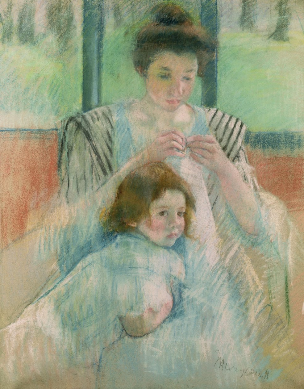 Matka i dziecko (pastel na papierze) autorstwa Mary Cassatt
