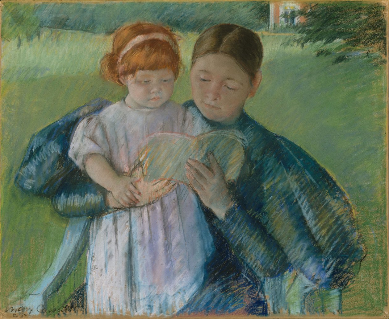 Pielęgniarka czytająca małej dziewczynce, 1895 autorstwa Mary Cassatt