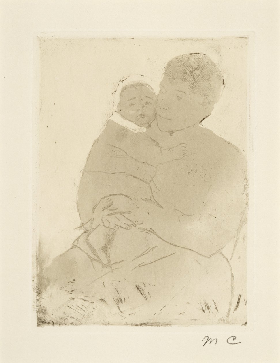 Nurse and Baby Bill (nr 1), c.1889-90 (akwaforta na miękkim podłożu i akwatinta na papierze tkanym) autorstwa Mary Cassatt