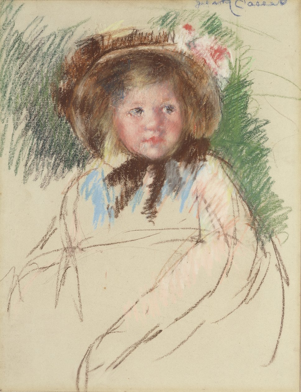 Sara w ciemnym czepku zawiązana pod brodą, ok. 1901 autorstwa Mary Cassatt