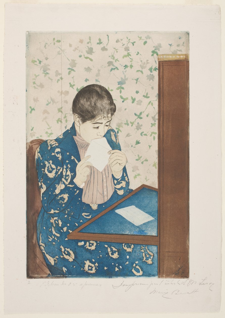 The Letter, 1890-91 (sucha igła i akwatinta na papierze) autorstwa Mary Cassatt
