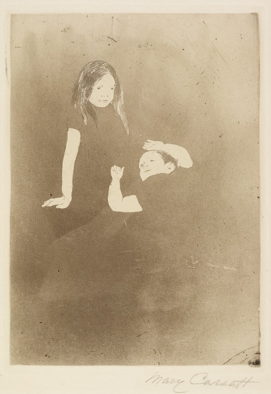 Dwoje dzieci na trawie, c. 1887 autorstwa Mary Cassatt