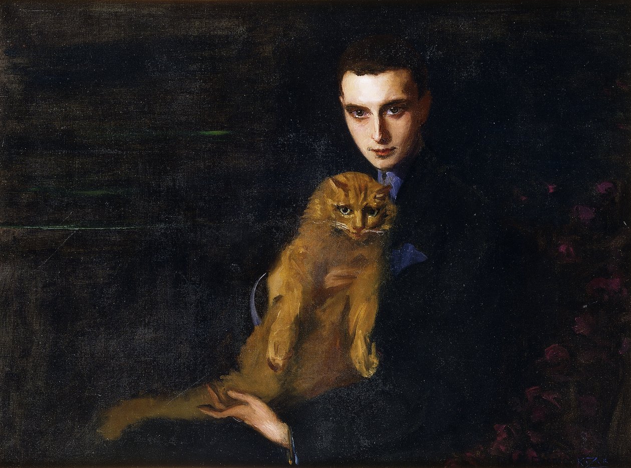 Portret Erte z Miszą, ok. 1930 r. 1915 (olej na płótnie) autorstwa Mary Eristoff Kazak