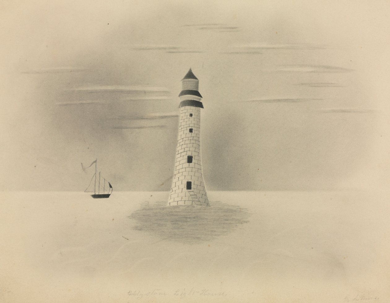 Latarnia Eddystone, 1840. autorstwa Mary Altha Nims