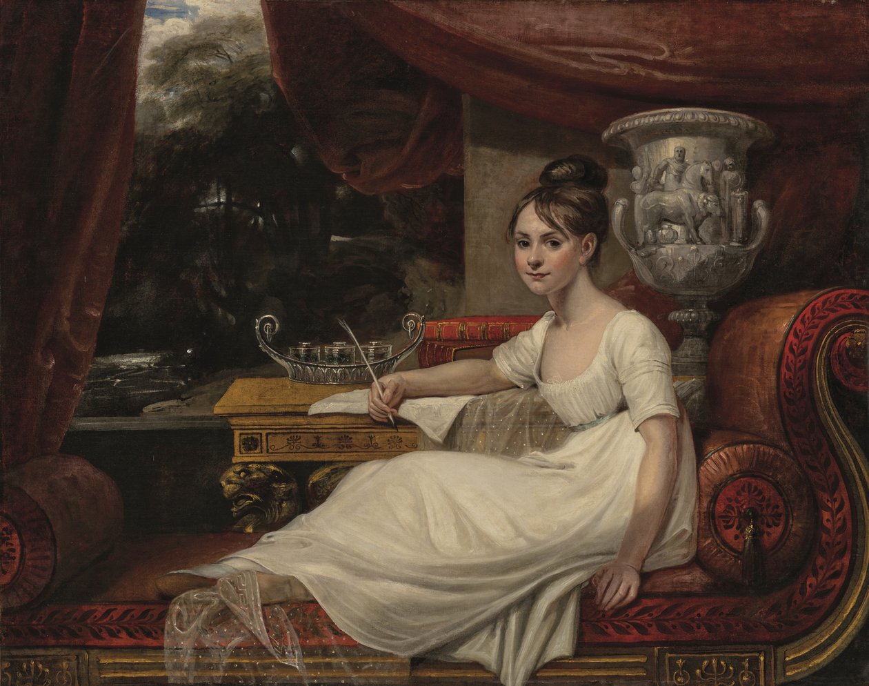 Portret Eleanor Anne Porden, Lady Franklin (1795-1825), na szezlongu (olej na płótnie) autorstwa Mary Ann Flaxman