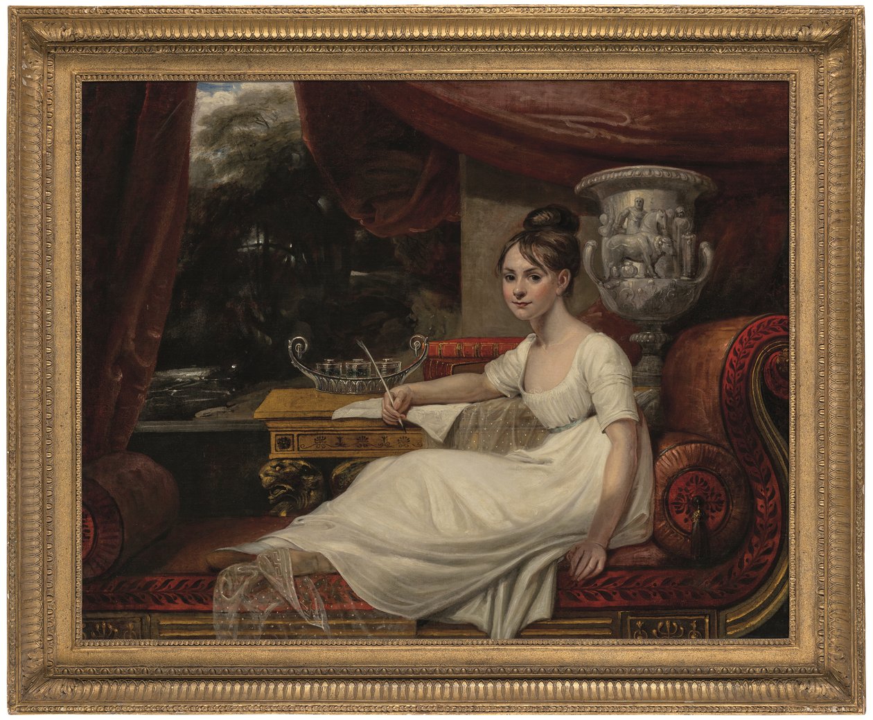 Portret Eleanor Anne Porden, Lady Franklin (1795-1825), na szezlongu (olej na płótnie) autorstwa Mary Ann Flaxman