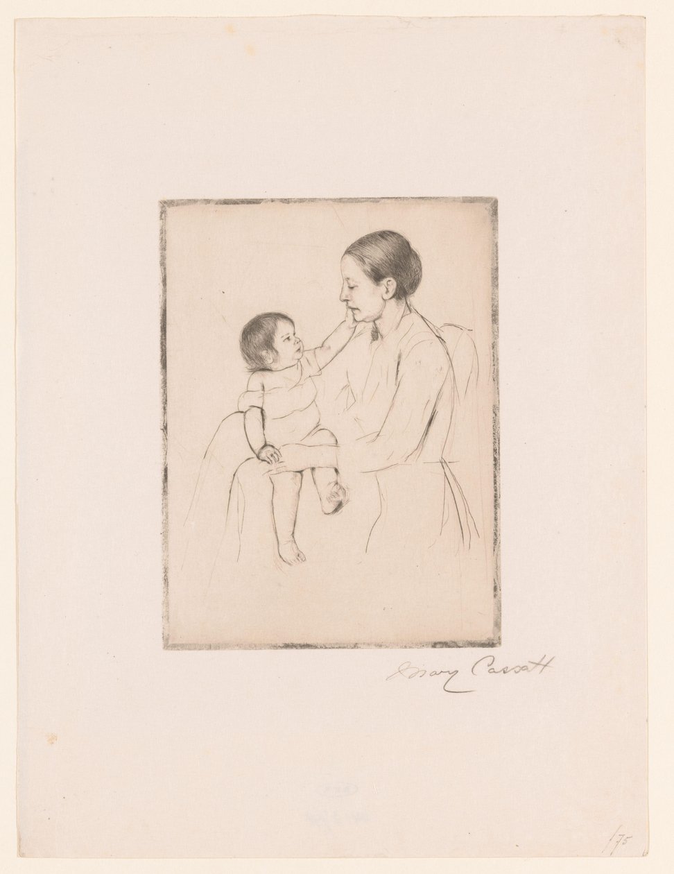 Miłość Pieszczoty Matka i dziecko autorstwa Mary Cassatt (signed by artist)