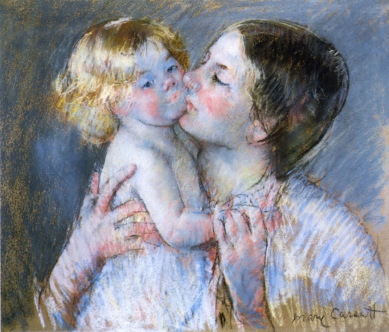 Pocałunek dla Baby Anne, 1897 (pastel na papierze) autorstwa Mary Cassatt