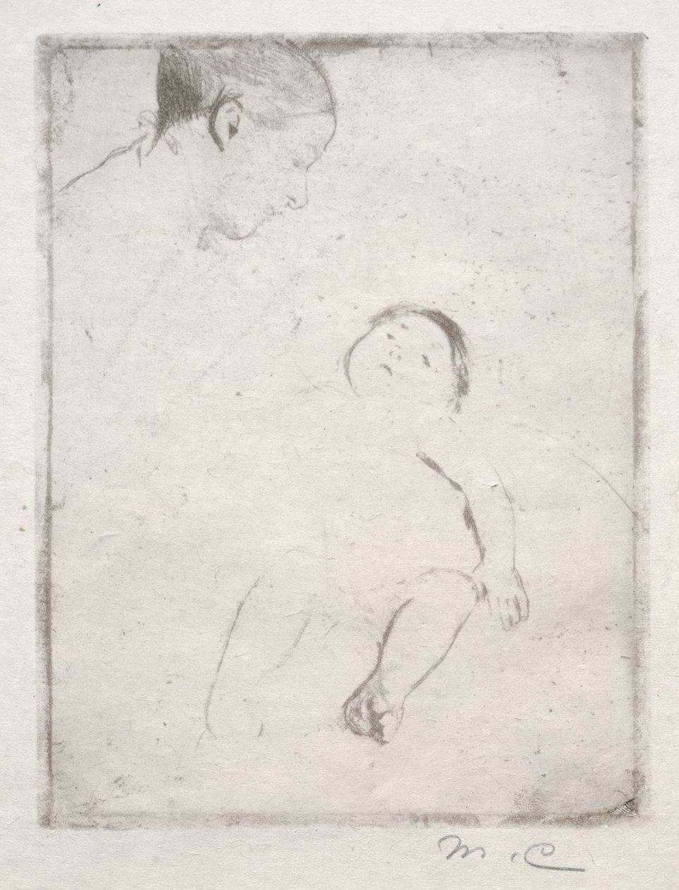 Bill leżący na kolanach matki, c. 1889. autorstwa Mary Cassatt