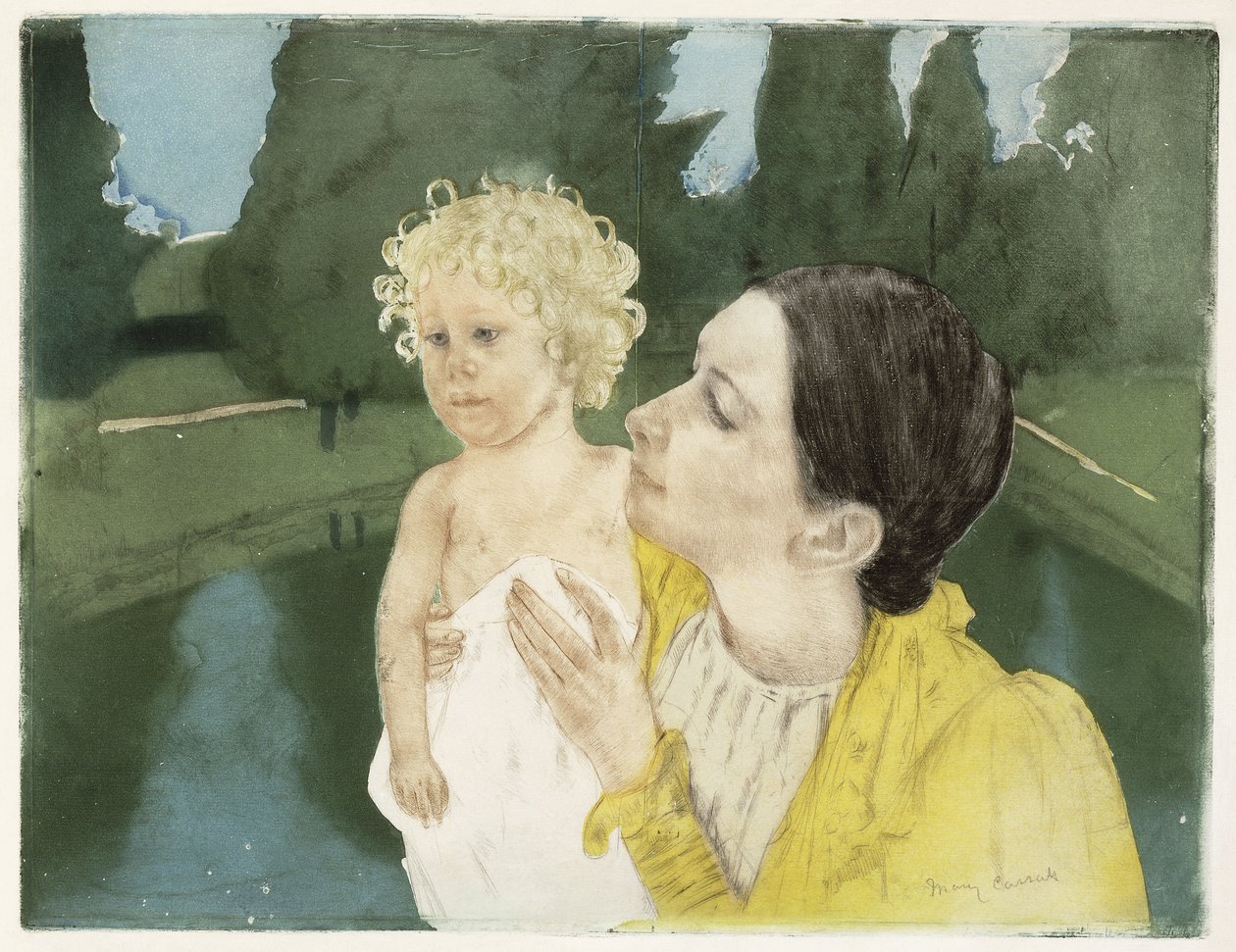Nad stawem, ok.1898 autorstwa Mary Cassatt