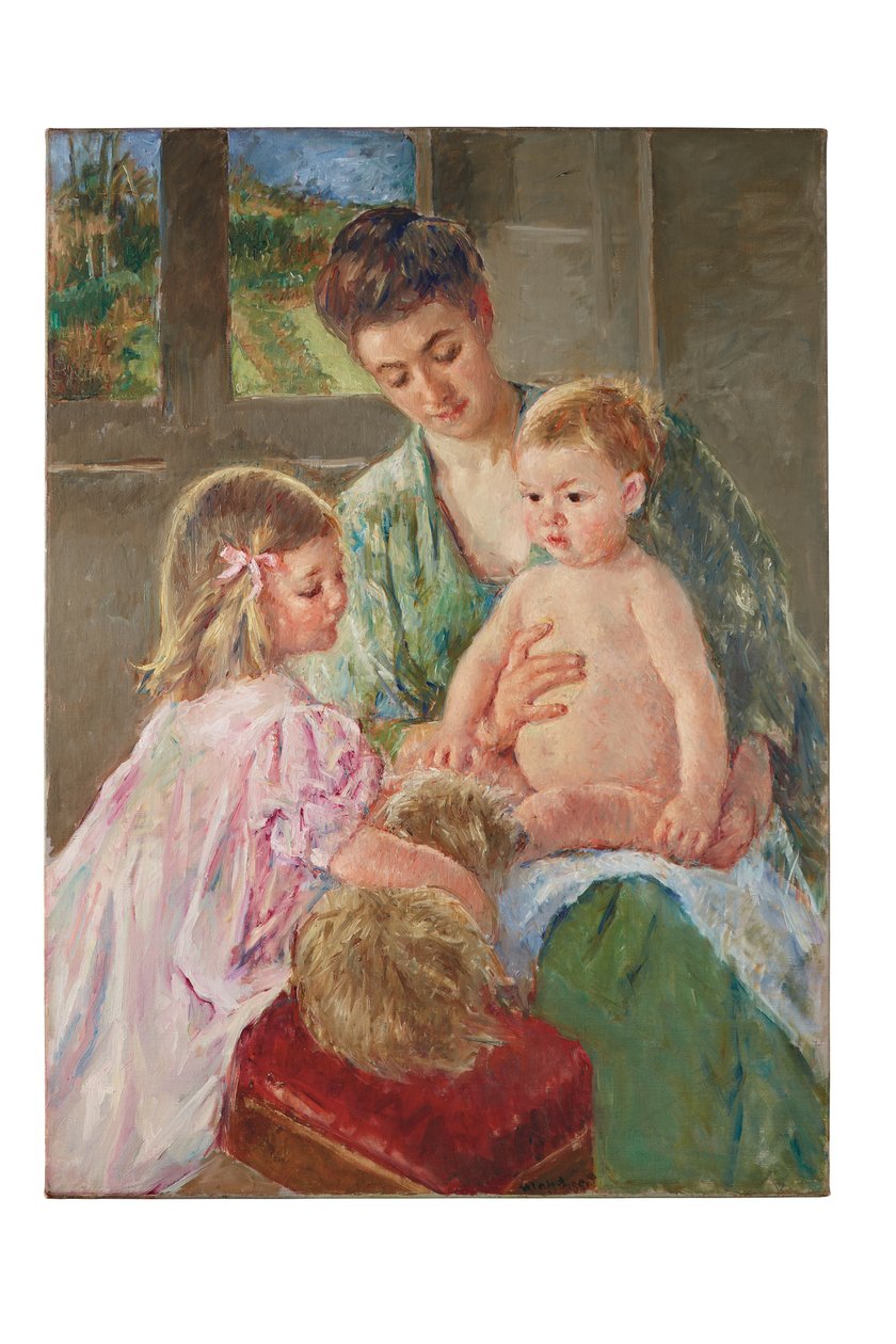 Dzieci bawiące się z psem, 1907 autorstwa Mary Cassatt