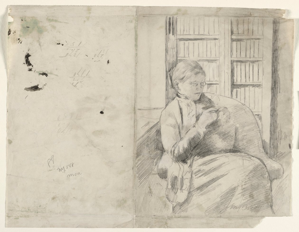 Dzianie w Bibliotece recto, ok. godz. 1881. autorstwa Mary Cassatt