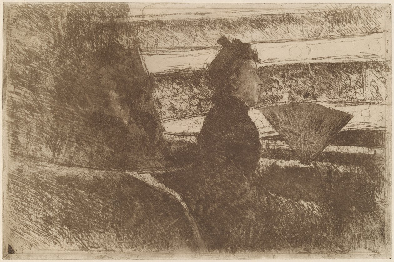 Dama w czerni, w loży, twarzą w prawo autorstwa Mary Cassatt
