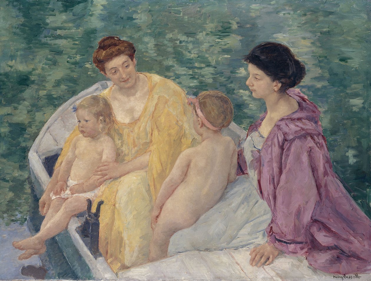 Le Bain Dwie matki i ich dzieci w łodzi autorstwa Mary Cassatt