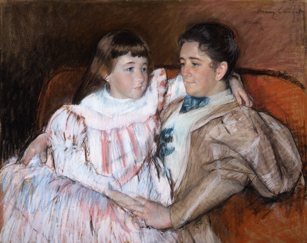 Louisine Havemeyer i jej córka Electra, 1895 (pastel na papierze) autorstwa Mary Cassatt