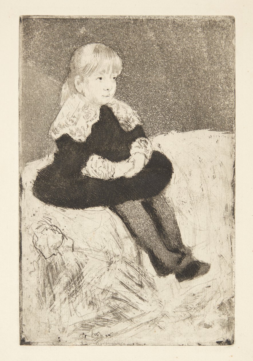 Mademoiselle Luguet siedząca na sofie autorstwa Mary Cassatt
