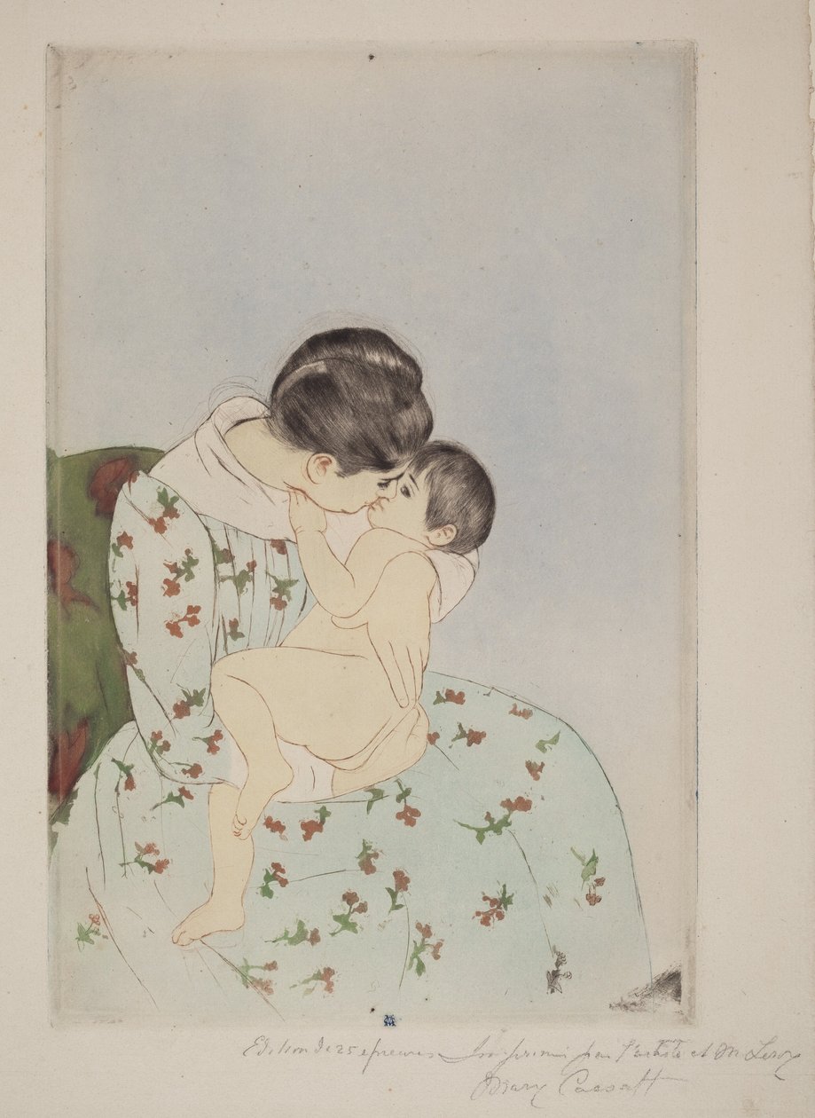 Pocałunek matki autorstwa Mary Cassatt