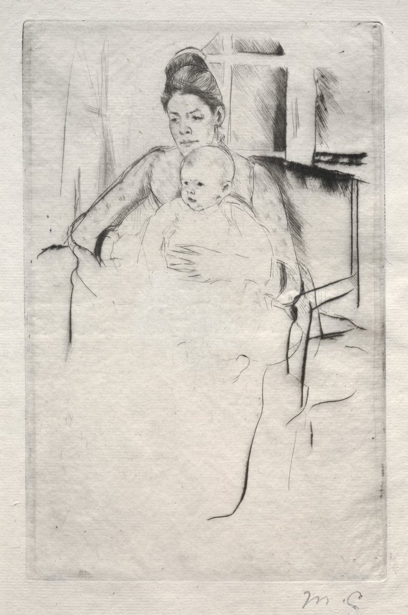 Pani Gardner Cassatt i jej dziecko siedzące pod oknem, ok. 1930 r. 1887. autorstwa Mary Cassatt