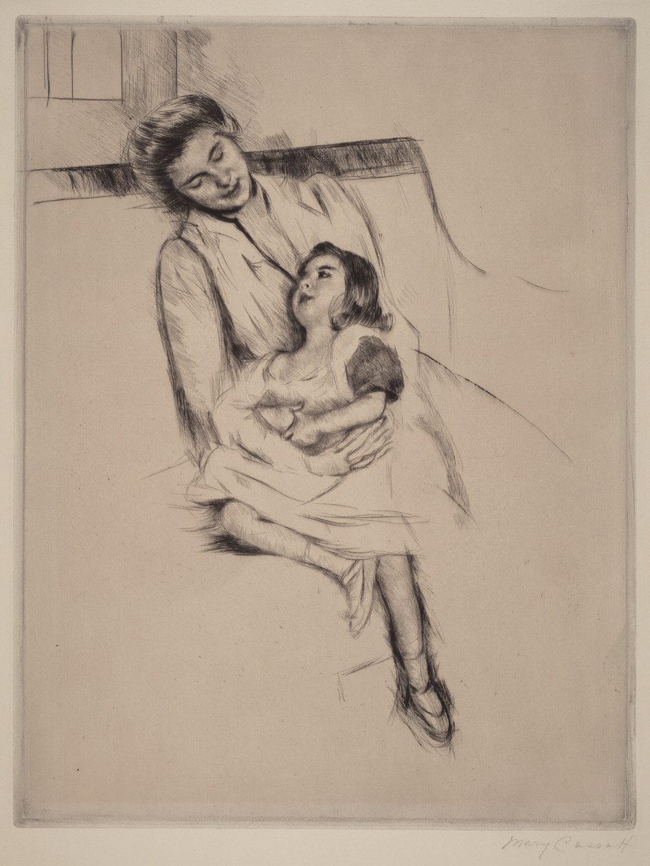 Reine i Margot siedzące na sofie (nr 2) autorstwa Mary Cassatt