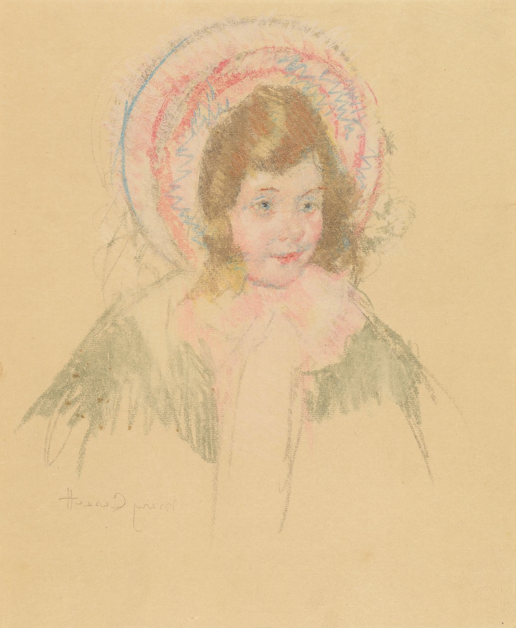 Sara w czepku i płaszczu autorstwa Mary Cassatt