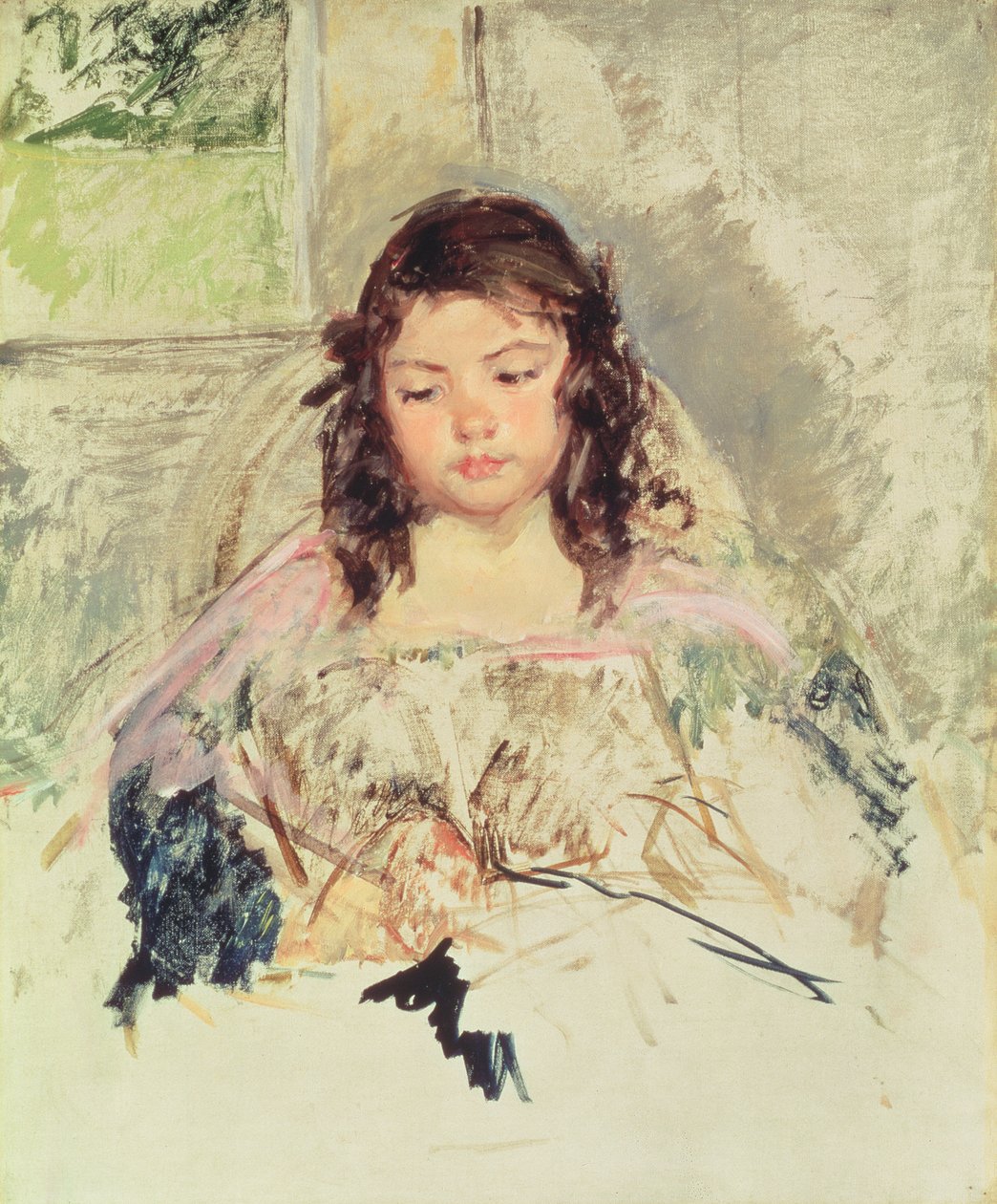 Szkic do „Francoise na krześle z okrągłym oparciem, czytanie” lub „Dziewczyna w różu” c.1908 autorstwa Mary Cassatt