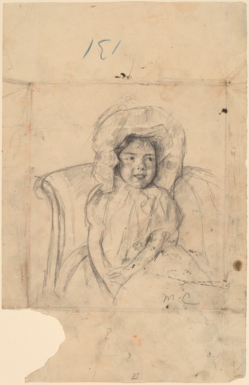 Uśmiechnięta Margot ubrana w potargany czepek 1902. autorstwa Mary Cassatt