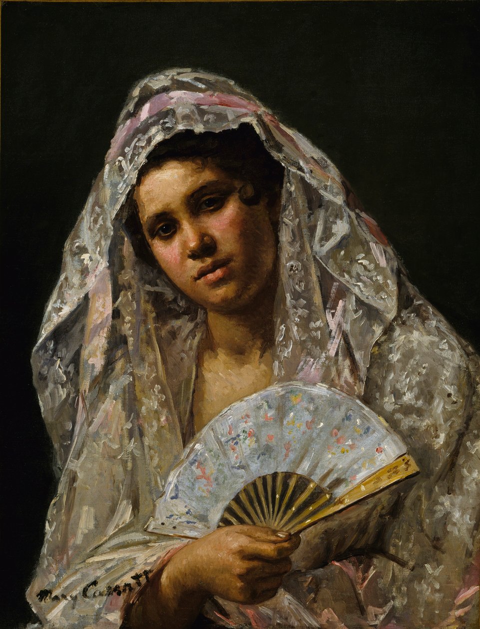 Hiszpańska tancerka nosząca koronkową mantylkę autorstwa Mary Cassatt