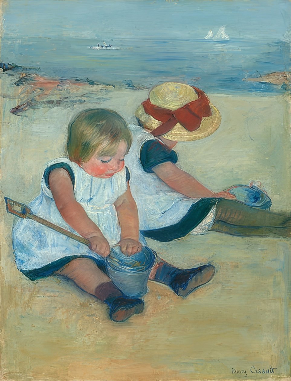 Dzieci bawiące się na plaży. 1884 autorstwa Mary Cassatt