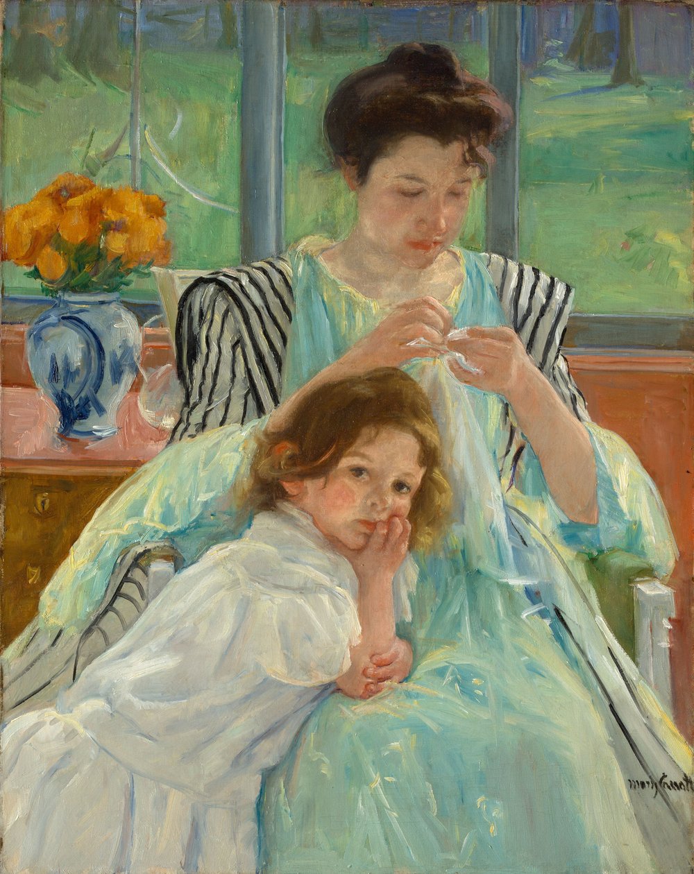 Młoda Matka Szycia, 1900 autorstwa Mary Cassatt
