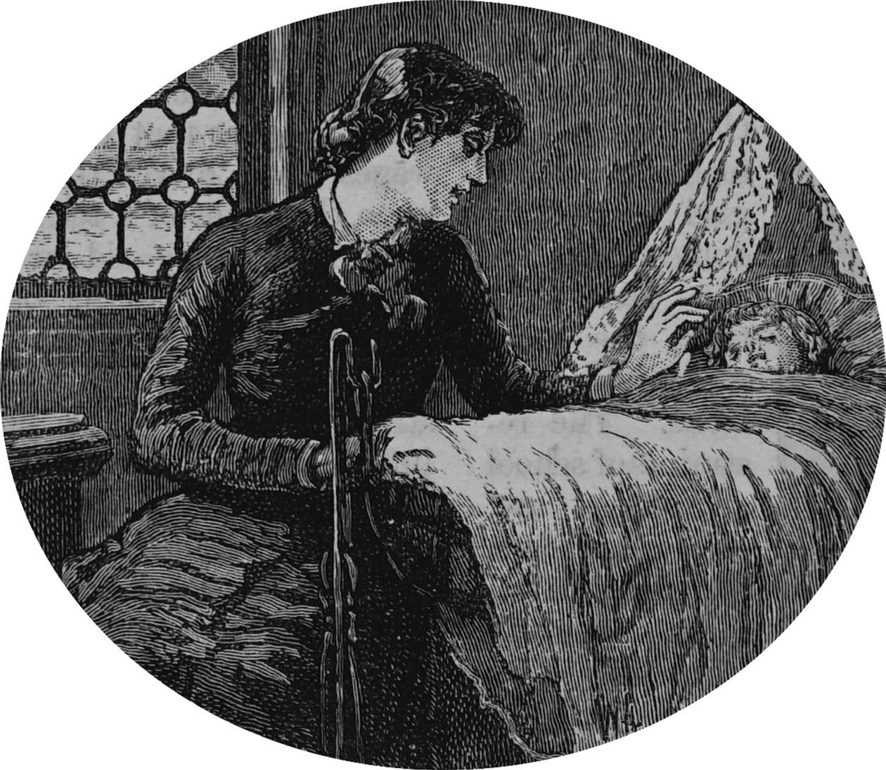 Matka sprawdzająca swoje śpiące dziecko autorstwa Mary Ellen Edwards