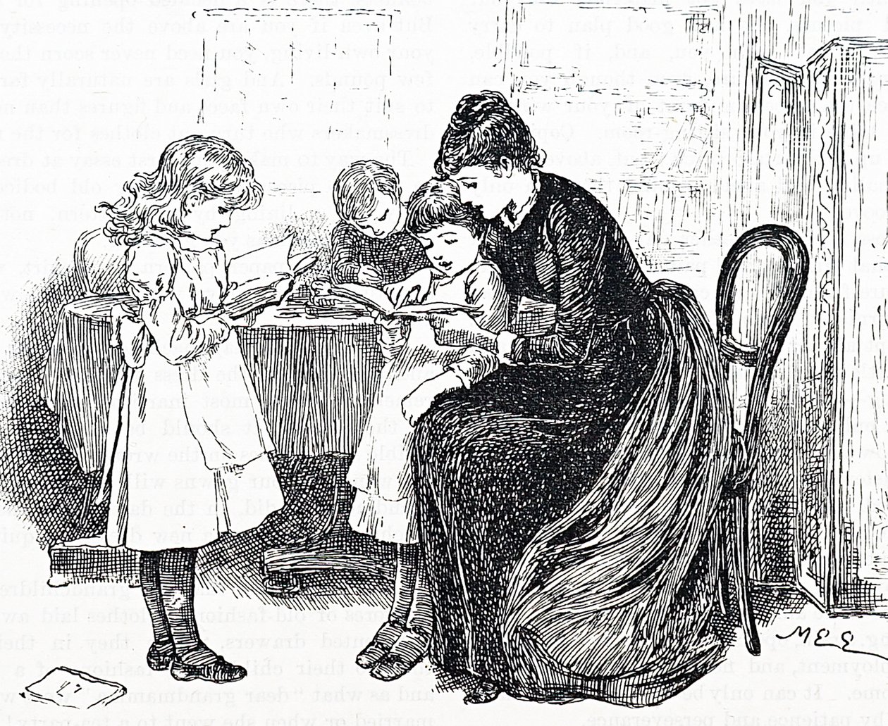 Dzieci czytane przez matkę autorstwa Mary Ellen Edwards