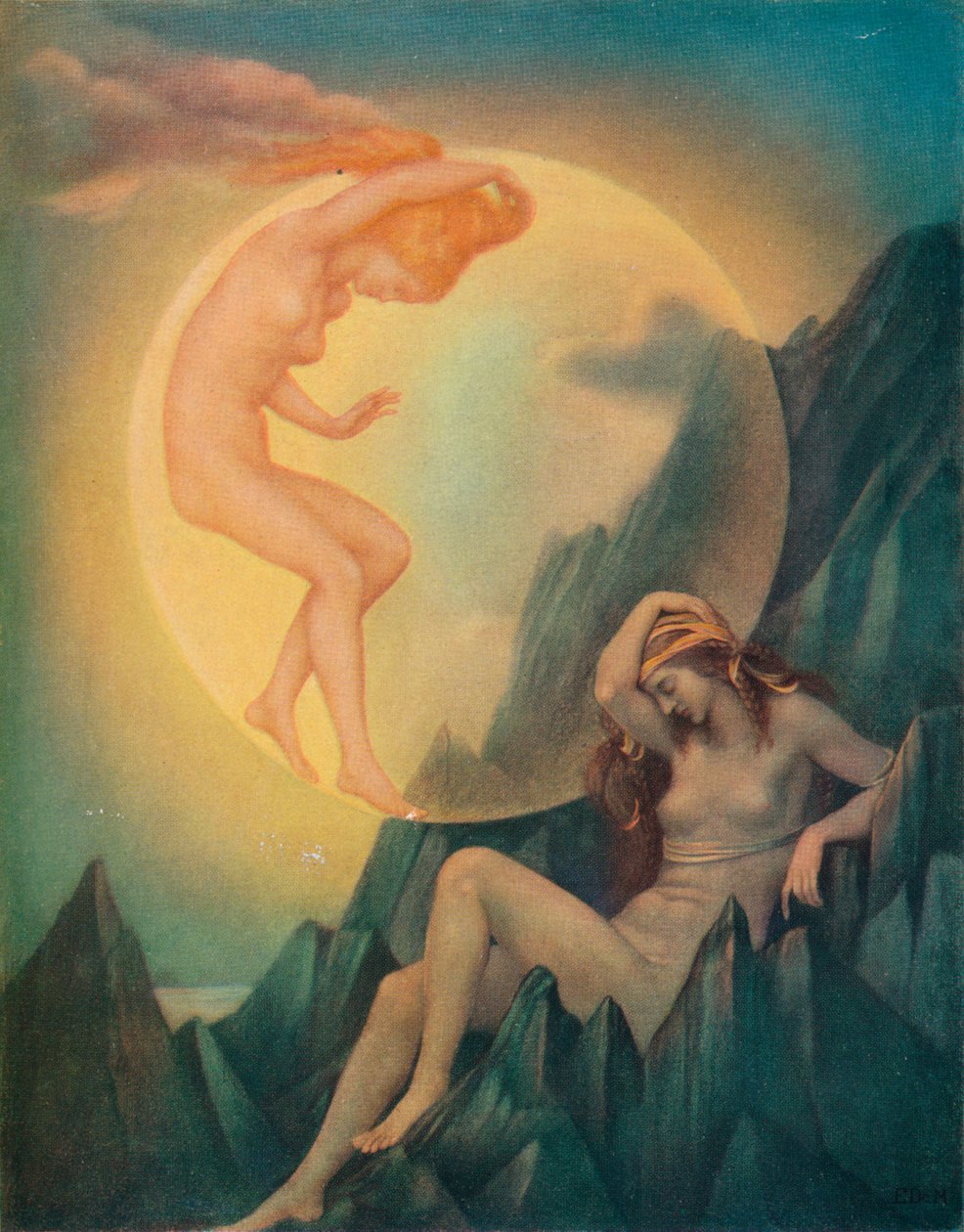 Śpiąca Ziemia i Budzący się Księżyc, c1905 autorstwa Evelyn De Morgan