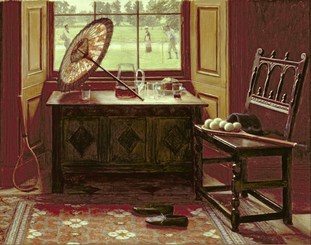 د لان ټینس فصل، 1881 (په کارت کې تیل) پولی autorstwa Mary Hayllar