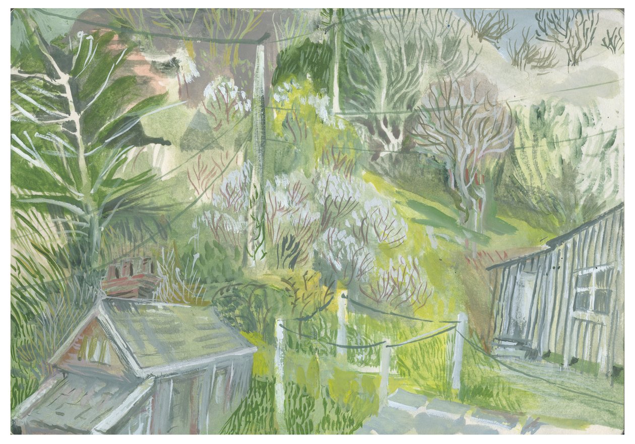 Sad w Lannacombe, 2019 (akwarela) autorstwa Mary Kuper