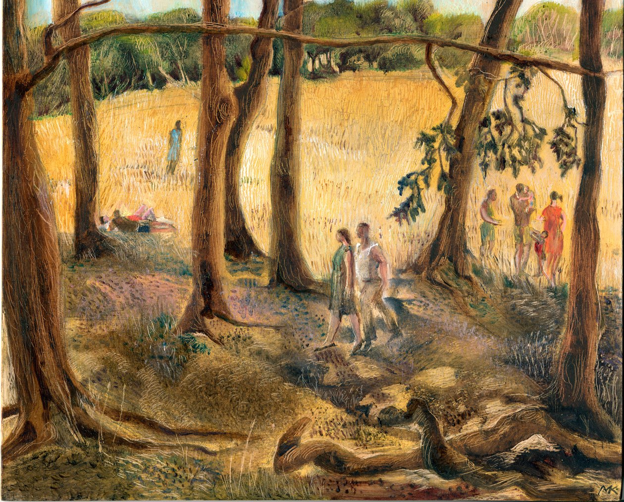 Pod drzewami, Hampstead Heath, 2002 (olej na desce) autorstwa Mary Kuper