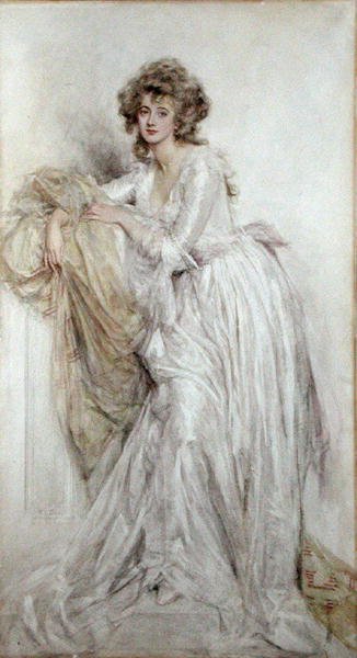 Edwardiańska dama (akwarela na papierze) autorstwa Mary L. Gow