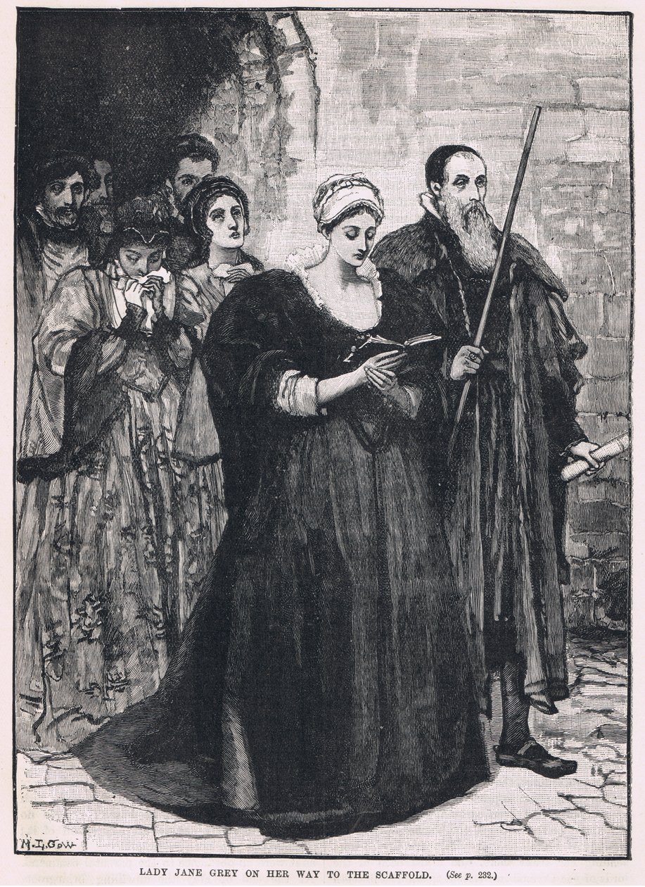Lady Jane Grey w drodze na rusztowanie 1554 autorstwa Mary L. Gow