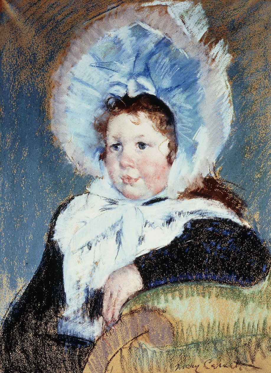 Dorota w bardzo dużym czepku i ciemnym płaszczu, ok. 1904 r. autorstwa Mary Cassatt