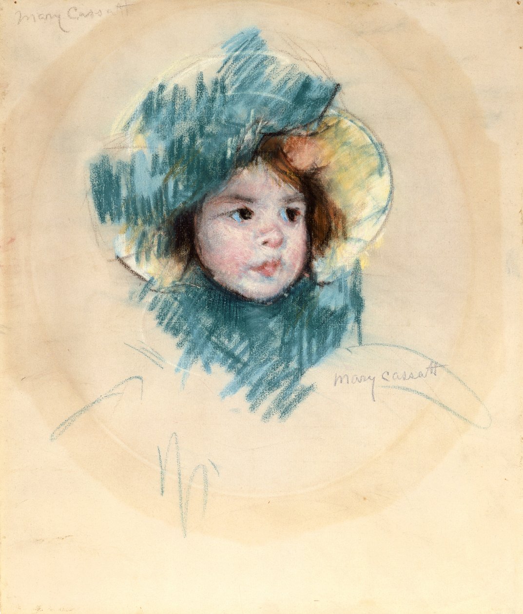 Głowa Margot (pastel na białym papierze czerpanym) autorstwa Mary Stevenson Cassatt